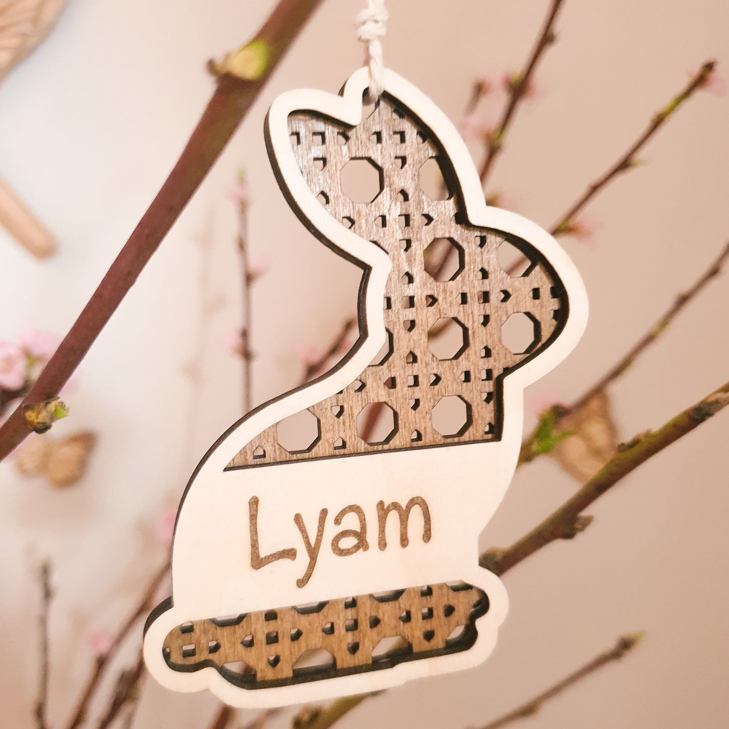 Paashanger met naam - Rotan Paashaas 3D - Little Ukkies Ornamenten