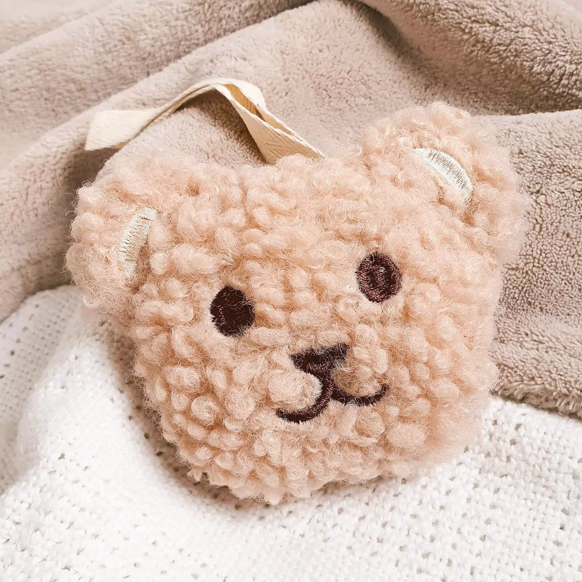 Speenknuffel teddybeer beige, speendoekje met knuffel voor speen.